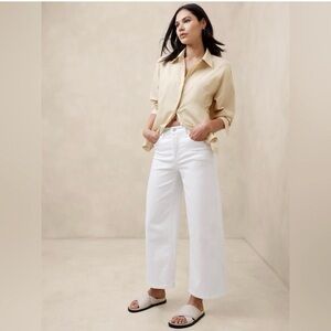Banana Republic White Wide-Leg Cropped Jeans